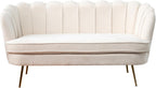 59'' Loveseat Sofa, Comfy Chenille 2-Seater Sofa with Gold Legs, Modern Shell Accent Couch for Studio, Living Room, Store, Office (Beige Chenille).