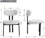 LukeAlon Linen Dining Chairs Set of 6, Curved Back Modern Side Chairs Upholstered Armless Reception Guest Chair with Black Metal Legs for Kitchen Restaurant Dining Room, Light Beige