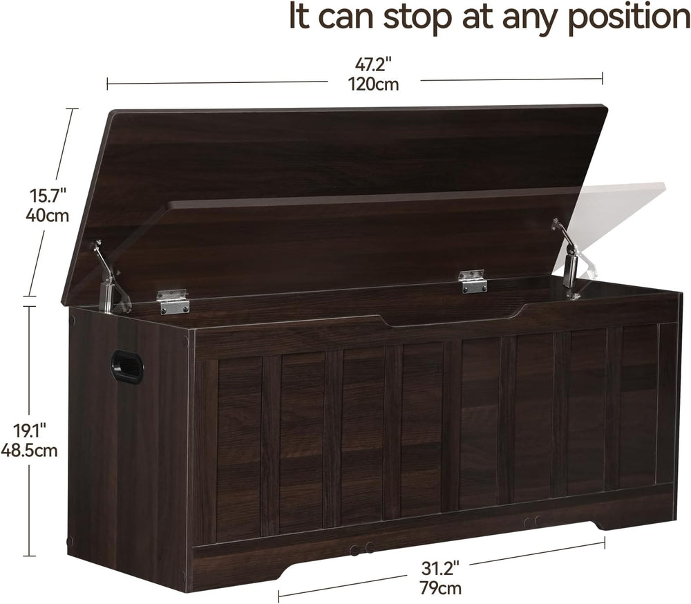 VANKILEY 47.2" Storage Chest Extra Large,Storage Trunk with 2 Safety Hin...