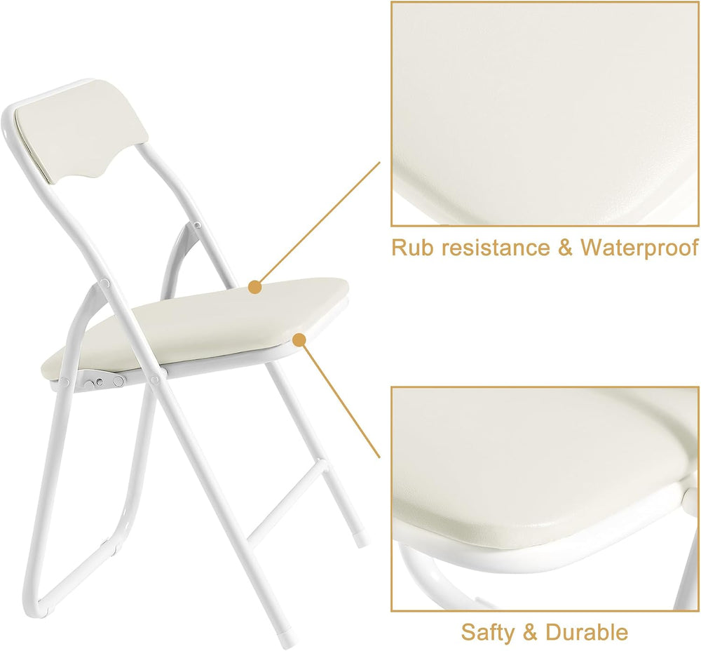 VECELO 5 Piece 24" Card Table and Chair Set, Square Padded Top, Beige