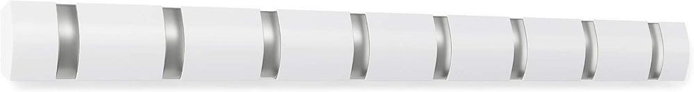 Umbra Flip Coat Rack, Wall Mount 8-Hook, Space Saving, White