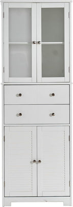 LUMISOL 67" Tall Kitchen Pantry Cabinet with Doors and Shelves, Modern Cupboard Storage Cabinet with Drawer, Kitchen Hutch for Living Room Dining Room Bathroom, White