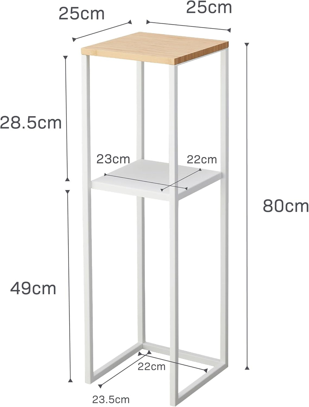 YAMAZAKI Home 2-Tier Shelf, Corner Display Side Table, Steel + Wood, White | ...
