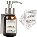 Hand Soap Dispenser,8.5 Oz Wall Mounted Shampoo and Conditioner Dispenser and Stainless Steel Bracket for with Waterproof Labels and Leakproof Pump(Silver Mount)