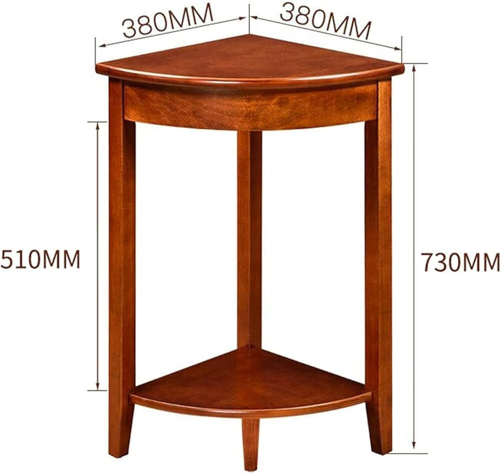 Corner Tables Compact Triangle Solid Wood Side Table Corner Shelf Unit with 2...
