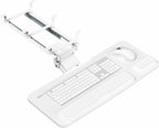 VIVO Premium Adjustable 27 x 11 inch Computer Keyboard and Mouse Platform Tray, Ergonomic Under Table Desk Mount Drawer with Padding, White, MOUNT-KB27P-W