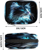 Abstract Art Neon Cat Pill Organizer Travel Medicine Case with Zipper Daily Vitamin Storage Bag Portable 8 Slot Weekly Pill Box Supplement Holder for Home Office Gym Travel