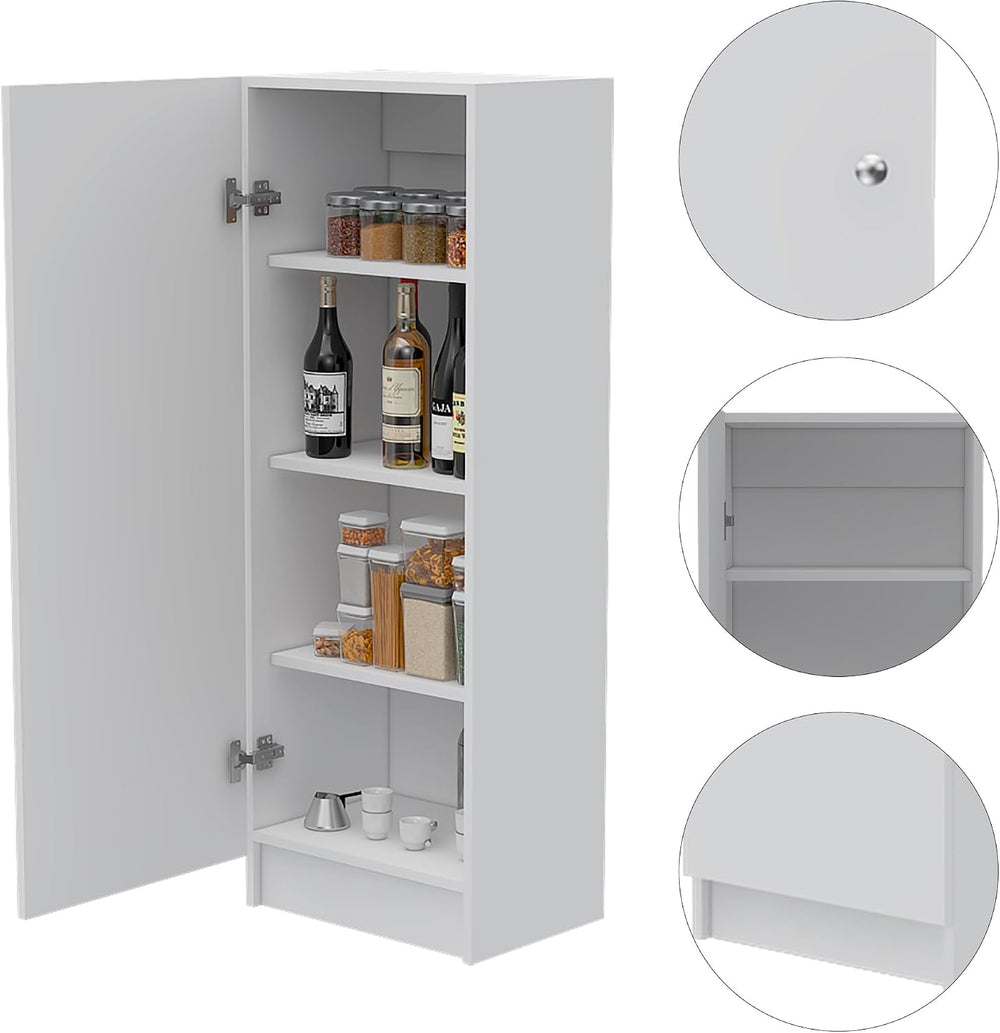 60 Inch Kitchen Pantry with Countertop and Storage - White | Integrated botto...