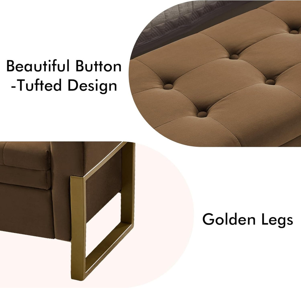 67" Storage Bench for Bedroom, King Size End of Bed Bench, Upholstered S...