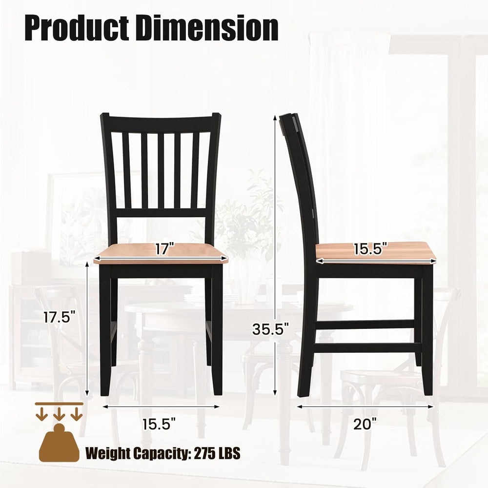 POWERSTONE Dining Chairs Set of 4, Wooden Windsor Kitchen Chair with Large Se...