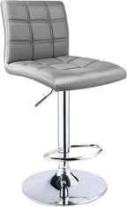 Leopard Modern Square Back PU Leather Adjustable Bar Stools with Back, Set of 2, Counter Height Swivel Stool (Light Grey)