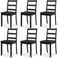 NAFORT Wooden Dining Chairs Set of 6, Black Kitchen Chairs with Solid Rubber Wood Legs, Non-Slip Foot Pads, Max Load of 400 Lbs, Farmhouse Seat Ladder Back Dining Room Chairs