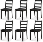 NAFORT Wooden Dining Chairs Set of 6, Black Kitchen Chairs with Solid Rubber Wood Legs, Non-Slip Foot Pads, Max Load of 400 Lbs, Farmhouse Seat Ladder Back Dining Room Chairs