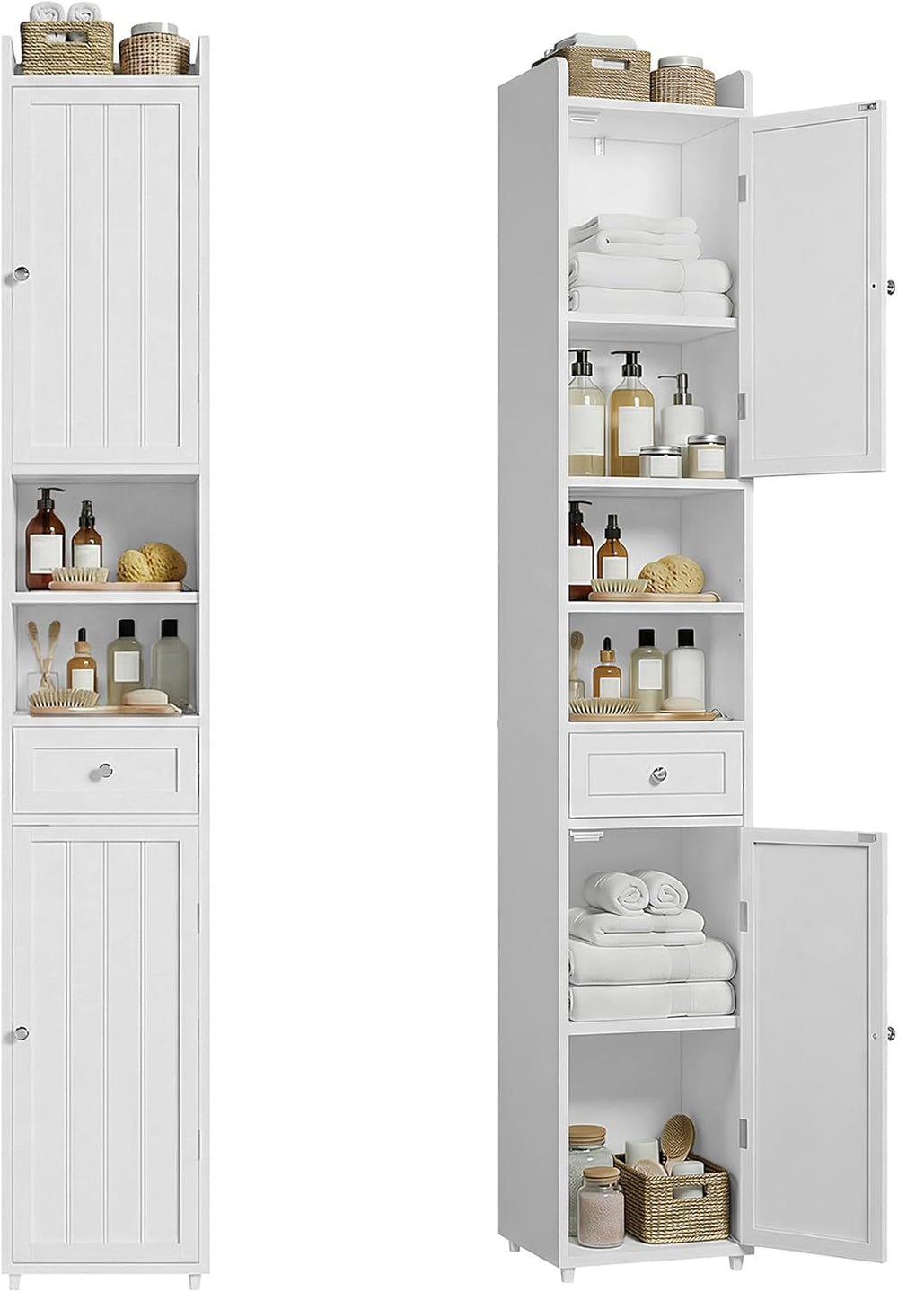 ChooChoo Bathroom Storage Cabinet with Adjustable Shelves, Tall Storage Cabin...
