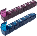 2-Pack Weekly Large Pill Organizer for Travel, 7 Day Pill Boxes and Organizer, Big Compartments Pill Case AM PM,14 Day XL Medication Organizer Dispenser for Fish Oils, Vitamin Holder Supplement