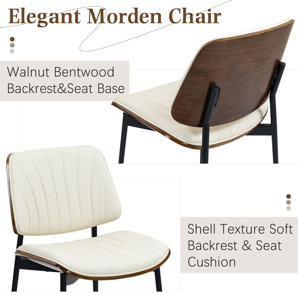 AVAWING Walnut Dining Chairs Set of 6, Mid Century Modern Dining Chairs | PU ...