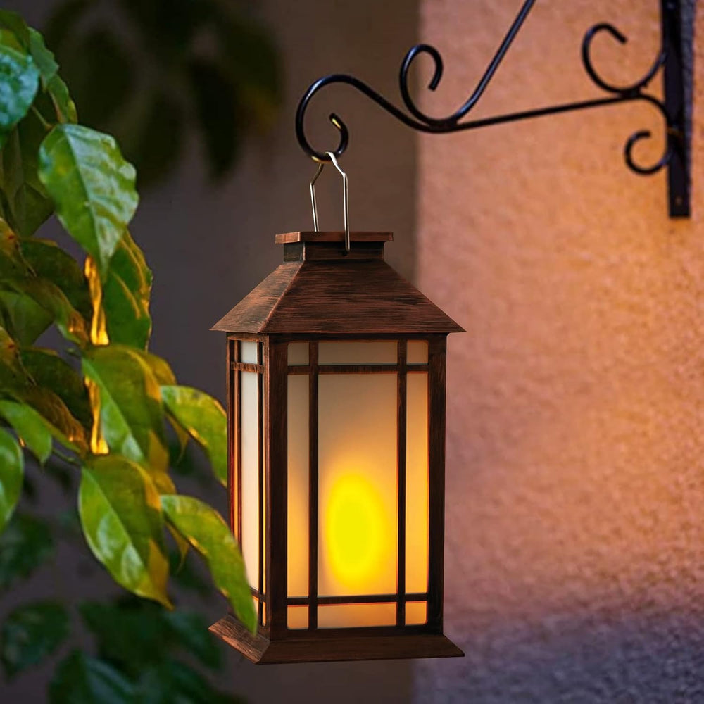 Bdor 13 Inch Outdoor Decorative Lanterns with LED Candle Timer 2 Pack Brown