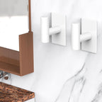 VAEHOLD Wall Towel Hooks, Heavy Duty Sticky Holder Waterproof Towel Hooks for Hanging Coat, Clothes, Closet Hook Wall Mount for Kitchen (White, 2 Pack)