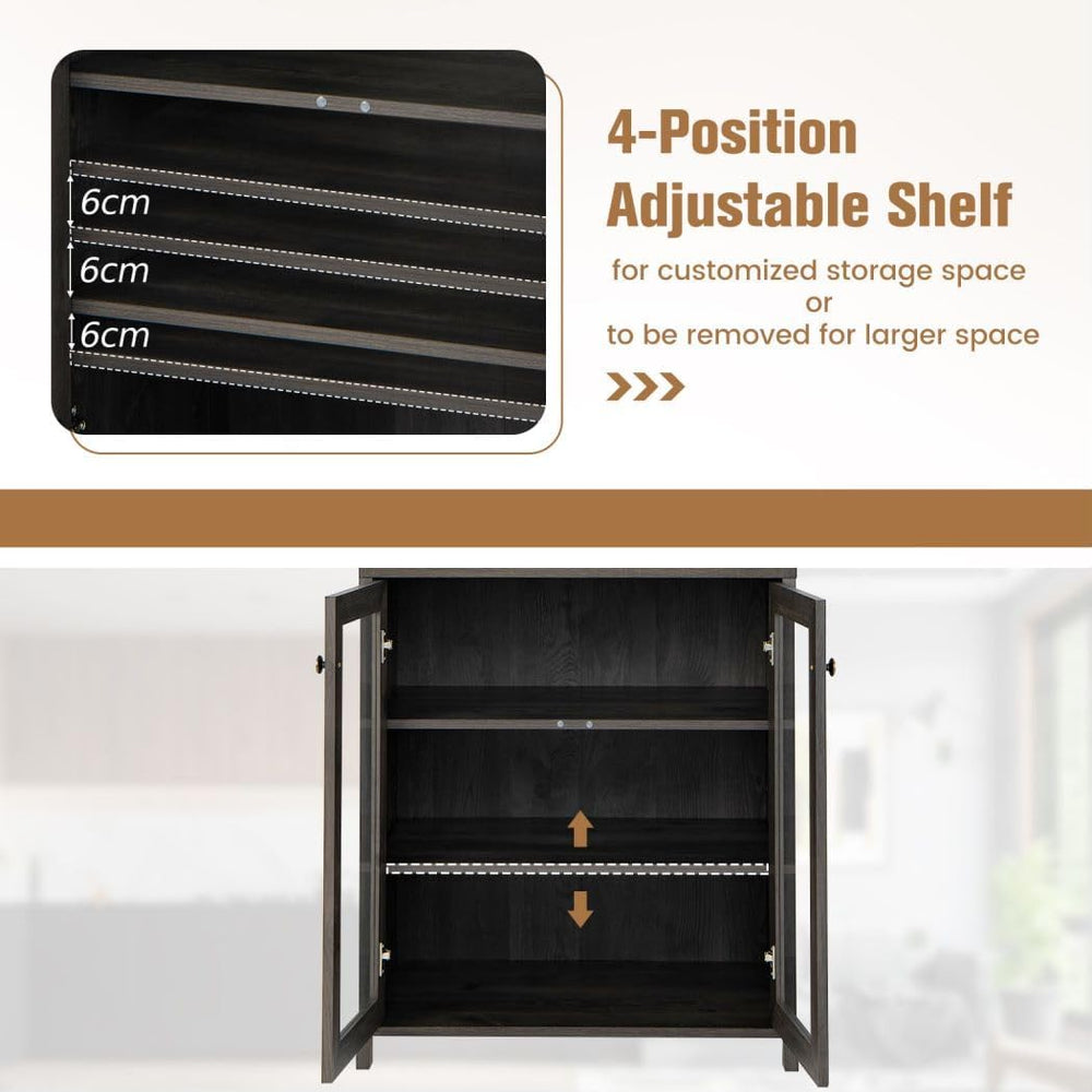 TANGZON Tall Kitchen Cupboard, Wooden Storage Sideboard with Adjustable Shelf...