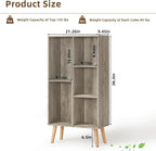 5 Cube Small Bookshelf,3 Tier Mid-Century Modern Bookcase with Legs,Wood Bookshelves Storage Organizer Shelf,Free Standing Narrow Book Shelves,Rustic Grey Corner Bookcases for Bedroom,Living Room