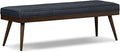 Poly & BARK 55" Tufted Leather Bed Bench for Bedroom End of Bed - Living Room Entry Way Bench - Pure Italian Leather Upholstery with a Solid Wood Frame - Ottoman Bench with Wooden Legs - Deepsky Blue