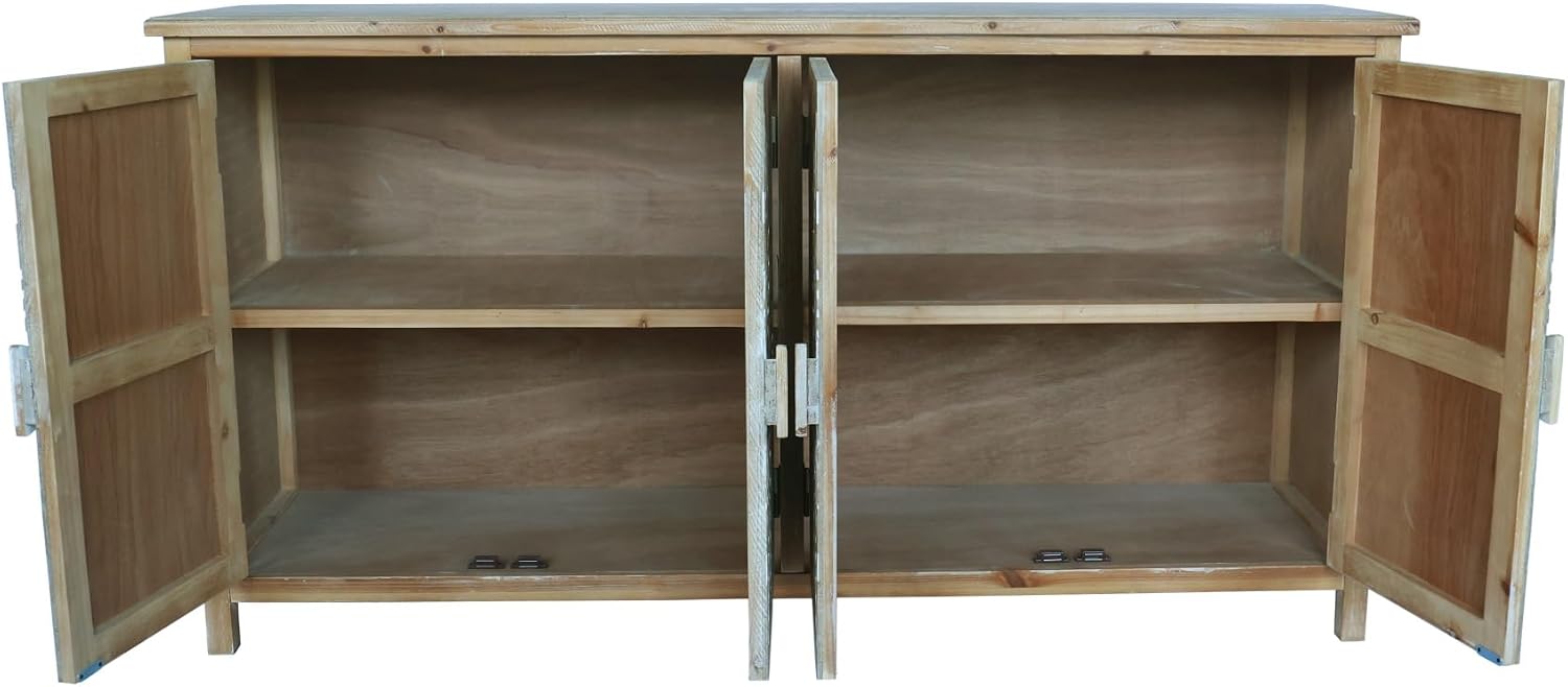 Vintage Rustic Accent Cabinet with 4 Doors, Modern Pantry Cabinet, for Entryway Living Dining Room Bedroom,for Kitchen Home