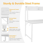 White Computer Desk with Hutch & Drawers - Office Desk with 3 Storage Drawers and Power Outlets, 47 Inch Modern Study Writing Desk for Bedroom Home Office