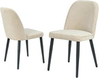 Upholstered Dining Chairs Set of 2 Modern Kitchen Chairs Chenille Fabric Dining Room Chairs High-Back Padded Dining Chairs with Metal Legs for Kitchen Dining Room Restaurant Cafe Hotel, Beige