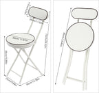 LOYALHEARTDY 4 Pcs Folding Stool, 18.9 in Cushioned Padded Folding Stool Portable Bar Stool with Back for Camping Kitchen Home Office (White)