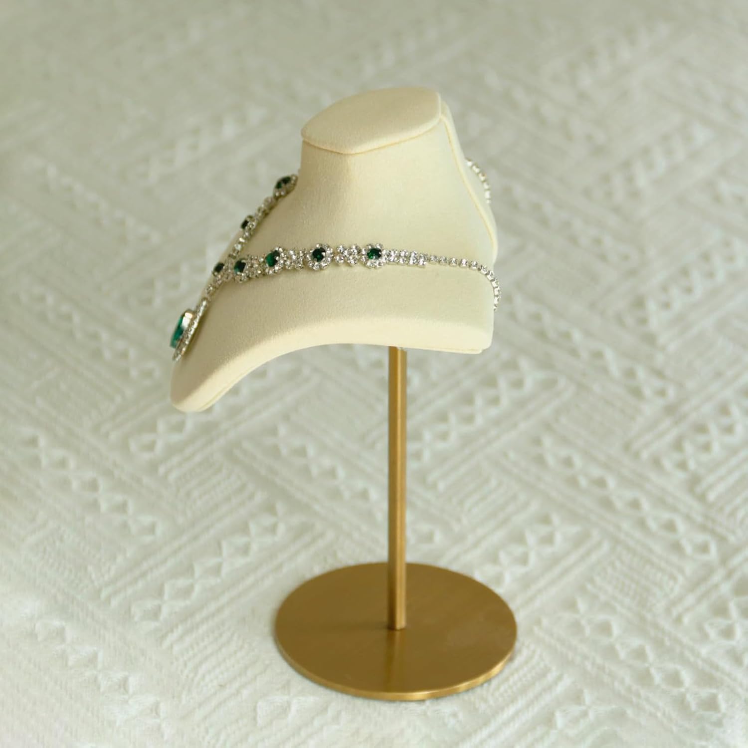 Necklace Display Stand For Selling Velvet Chain Jewelry Bust Holder Organizer With Stainless Steel Stand Jewelry Display