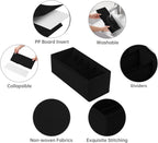 3 Pack Fabric Belt Organizer with 6 Grids per Organizer, Foldable Drawer Organizers for Closet and Drawer, Belt and Tie Holder - Black