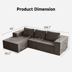 Upgrade 108’’ L Shape Cloud Couch, Plush Corduroy Sectional Sofa with Chaise, Boneless Couches for Living Room Bedroom, No Assembly Required (Khaki, Left Facing Chaise)