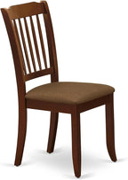 East West Furniture AMDA3-MAH-C 3 Piece Kitchen Table & Chairs Set Contains a Round Dining Room Table with Pedestal and 2 Linen Fabric Upholstered Chairs, 36x36 Inch, Mahogany