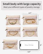 Vlando 6 Pcs Travel Jewelry Organizer Velvet Jewelry Pouch with Zipper Clear Travel Jewelry Bag for Travel Business Trip Jewelry Pouch for girls Mothers Day Gifts for Mom