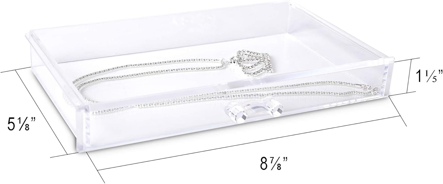 Frebeauty Extra Large Acrylic Jewelry Box for Women 5 Layers Clear Jewelry Organizer Velvet Earring Box with 5 Drawers Rings Display Case Necklaces Holder Tray for Women Girls(Blackish Green)