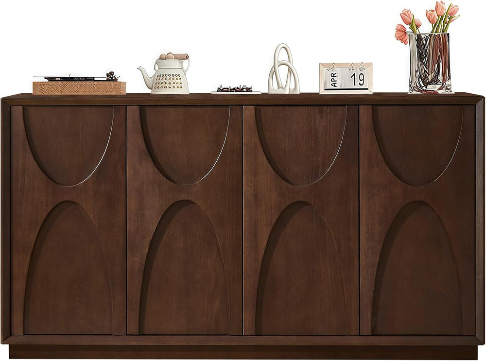 Sideboard Buffet Cabinet, Accent Storage Cabinet with 4 Doors and Adjustable ...