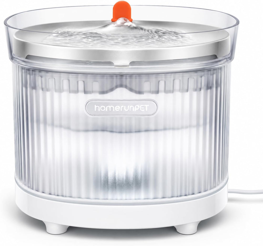 HomeRunPet Cat Water Fountain Stainless Steel Tray with Cordless Pump, 68oz