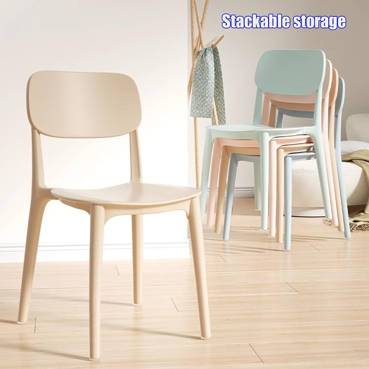 Dining Chairs, Heavy-Duty Plastic Stools, Commercial Dining Chairs, with Comfy Low Back Lumbar Support, for Parties, Home, Office(Green)