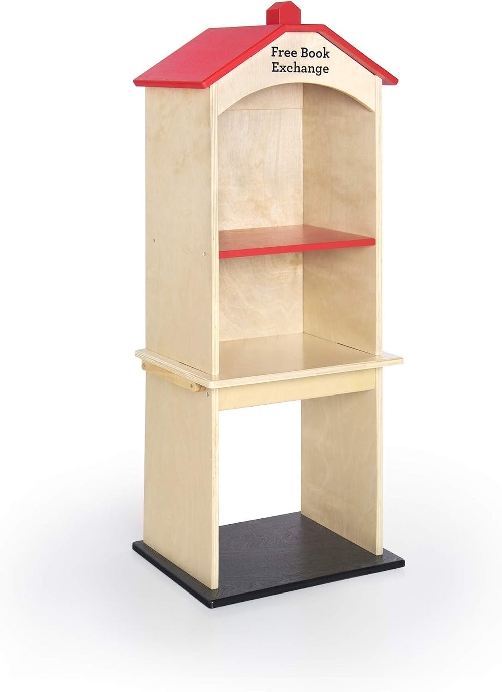 Guidecraft Free Library Exchange Book Stand: 3-Shelf Wooden Storage Bookcase,...