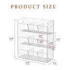 Jumyee Acrylic Tea Bag Organizer for Tea Packets, Clear Tea Bag Display Holder Tea Storage Organizer, Slanted 9 Compartments Sugar Coffee Tea Bag Storage Caddy for Cabinet Countertop, No Assembly