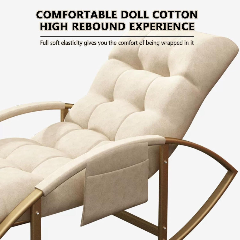 Leisure Rocking Chair and Footstool Set,Living Roomcomfortable Arc Soft Cushi...
