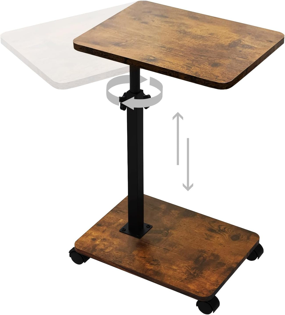 Side Table Sofa Tray for Couch with Rolling Wheels, TV Tray Table with 360°Ro...