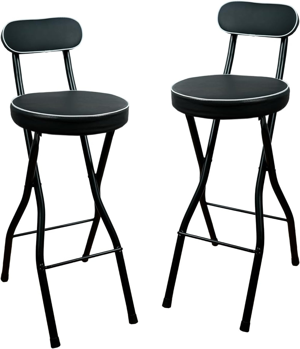 Uwear Portable Folding Stool,Folding Bar Stool with Back,Leather Padded Count...