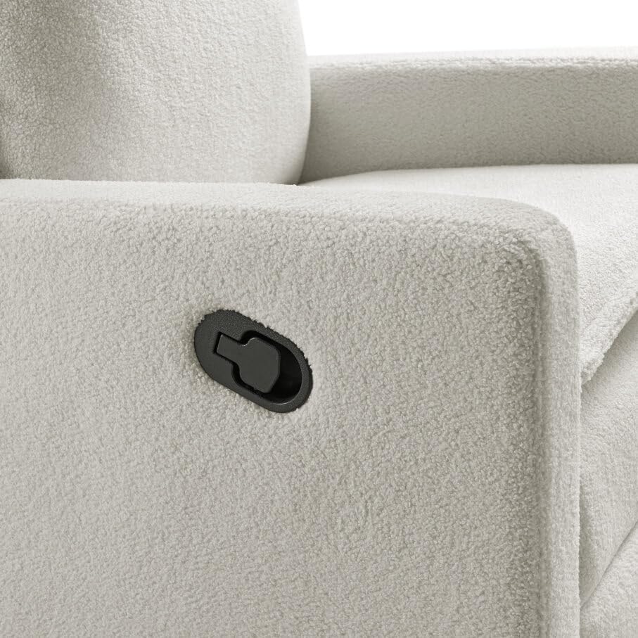 Oxford Baby Uptown Upholstered Glider Recliner Rocking Chair 360° Swivel for Nursery and Living Room - Boucle White