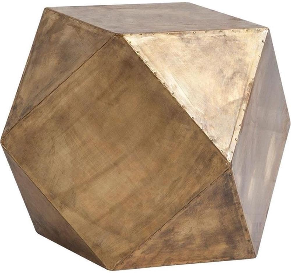 Pemberly Row Hexagonal Brass Metal Plated End/Side Table, 26"x18.5"...