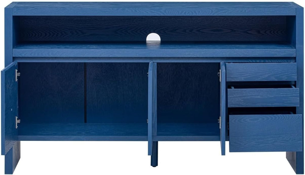 60" 3-Door Sideboard with 3 Drawers - Semi-Open Shelf & Center Semi-...