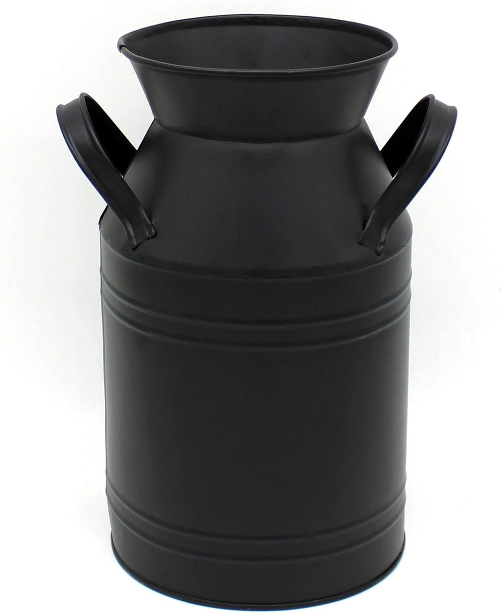 CVHOMEDECO. Farmhouse Galvanized Metal Milk Can, Old Rustic Primitives Jug Vase for Home and Garden Décor. Black