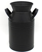 CVHOMEDECO. Farmhouse Galvanized Metal Milk Can, Old Rustic Primitives Jug Vase for Home and Garden Décor. Black