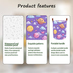 Laundry Baskets 15.7x19.7 Inch Large Cartoon Planets Clouds Design Collapsible Laundry Hamper with Handles Oxford Fabric Clothes Storage Bin Foldable Dirty Clothes Organizer for Bedroom Bathroom Dorm
