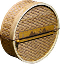 IMIKEYA Bamboo Tea Box Woven Design Tea Cake Storage Container for Home and Office Organization